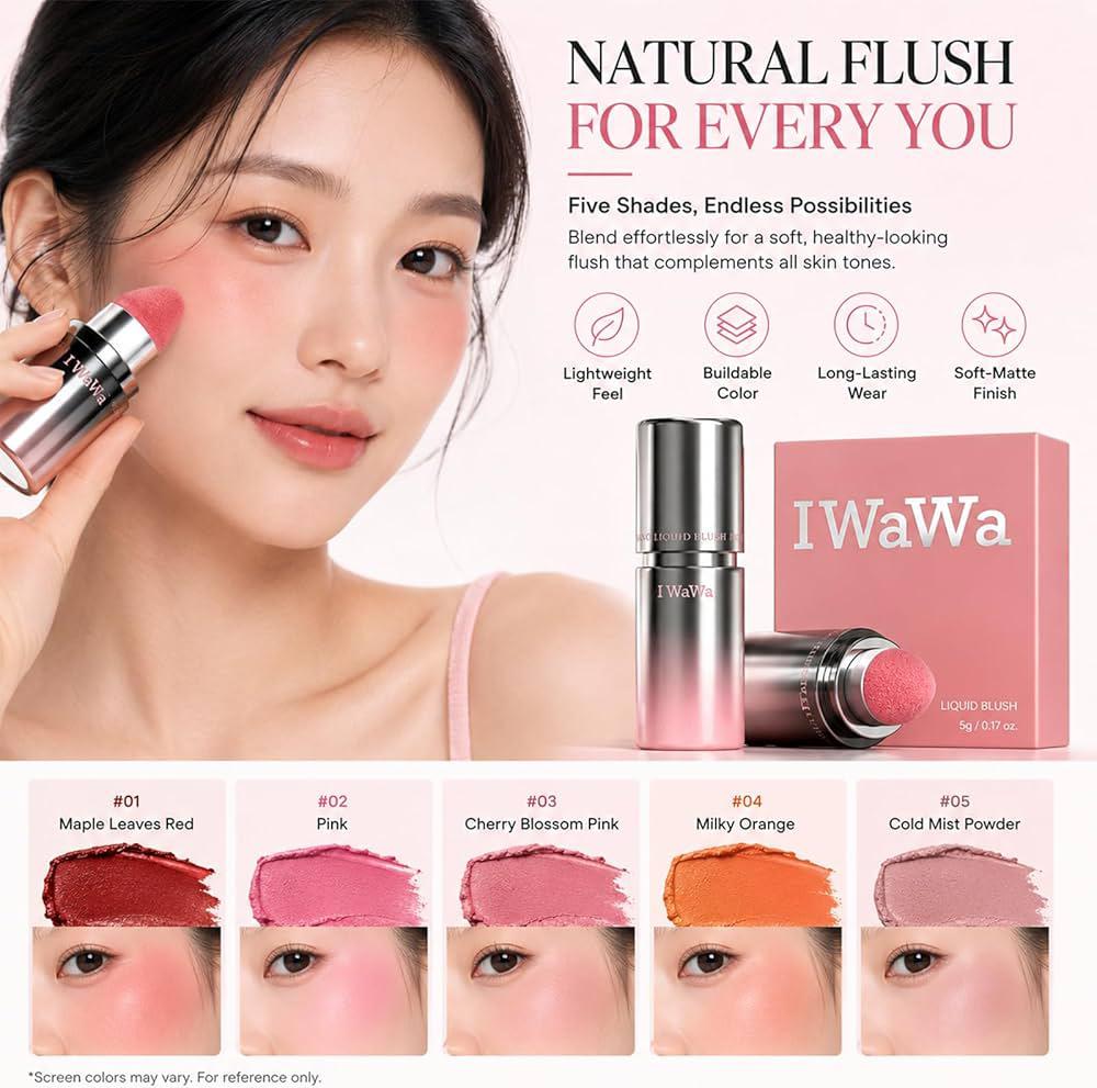 ELVO Puffy Liquid Blush With Soft Sponge Applicator