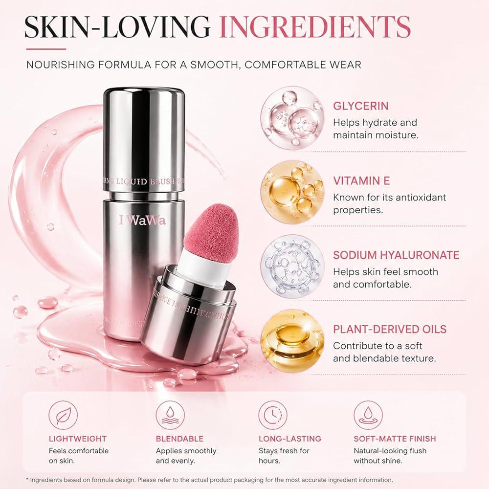 ELVO Puffy Liquid Blush With Soft Sponge Applicator