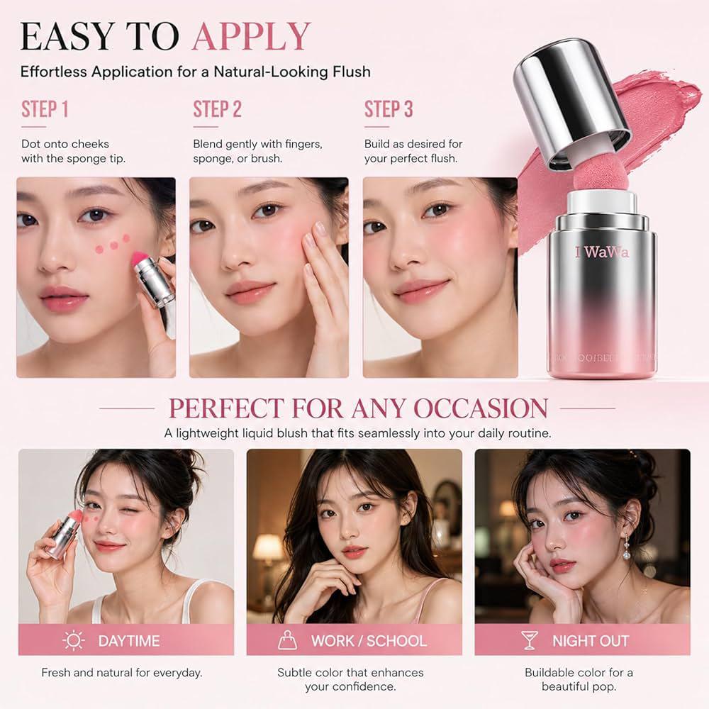 ELVO Puffy Liquid Blush With Soft Sponge Applicator